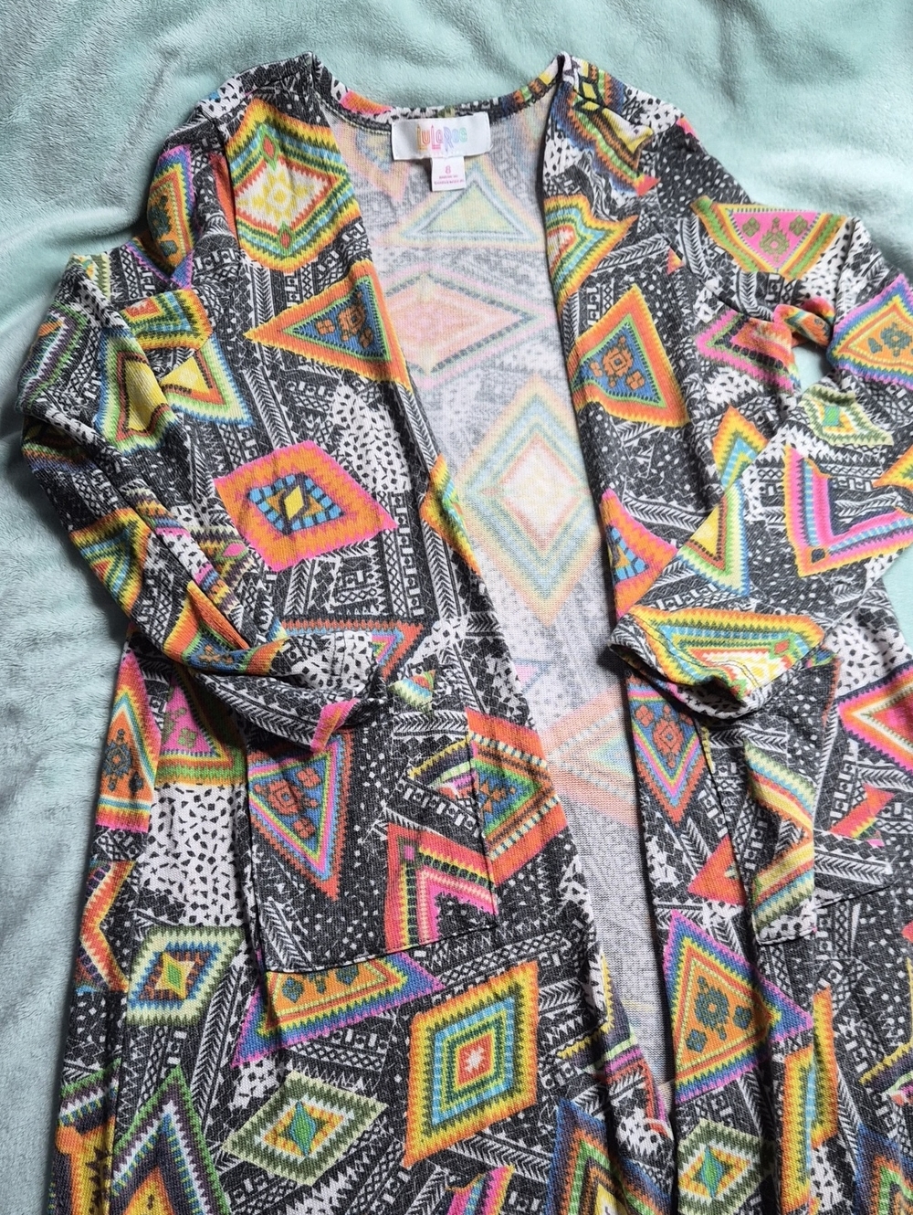 LuLaRoe Kids Sariah Multicolor Geometric Stretchy Size 8